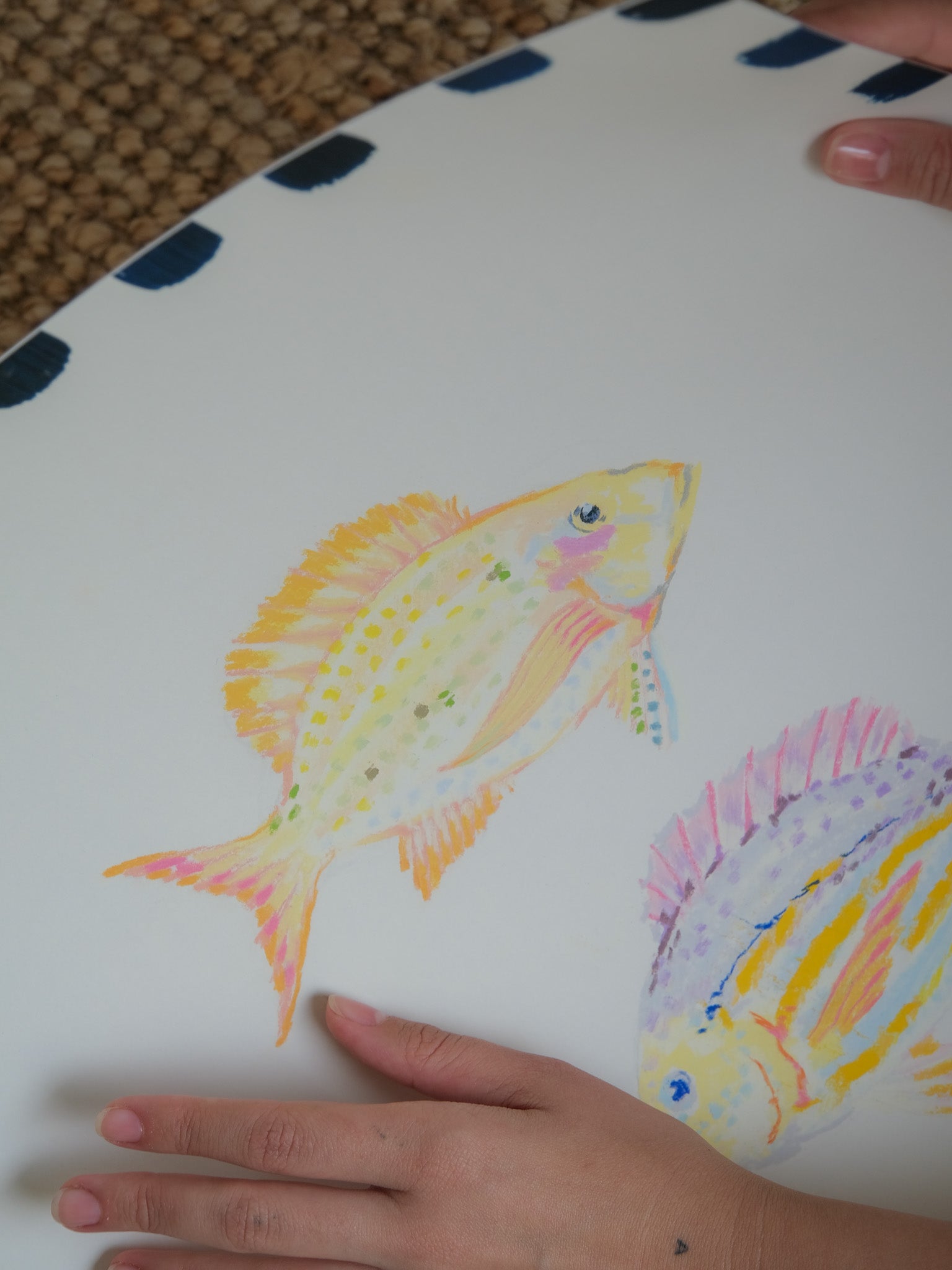 three wise fish art print detail fine art paper
