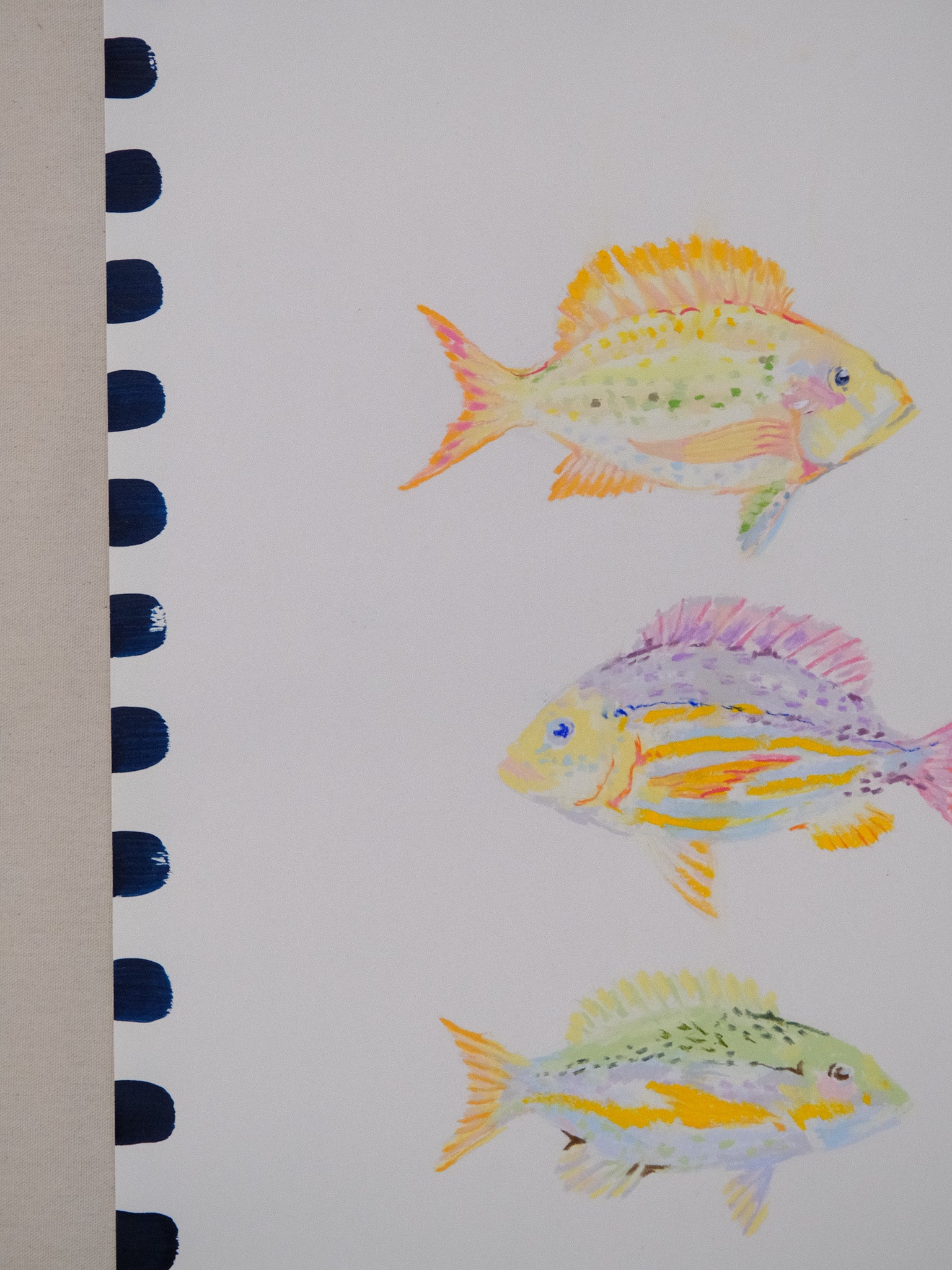 three wise fish poster in modern living room
