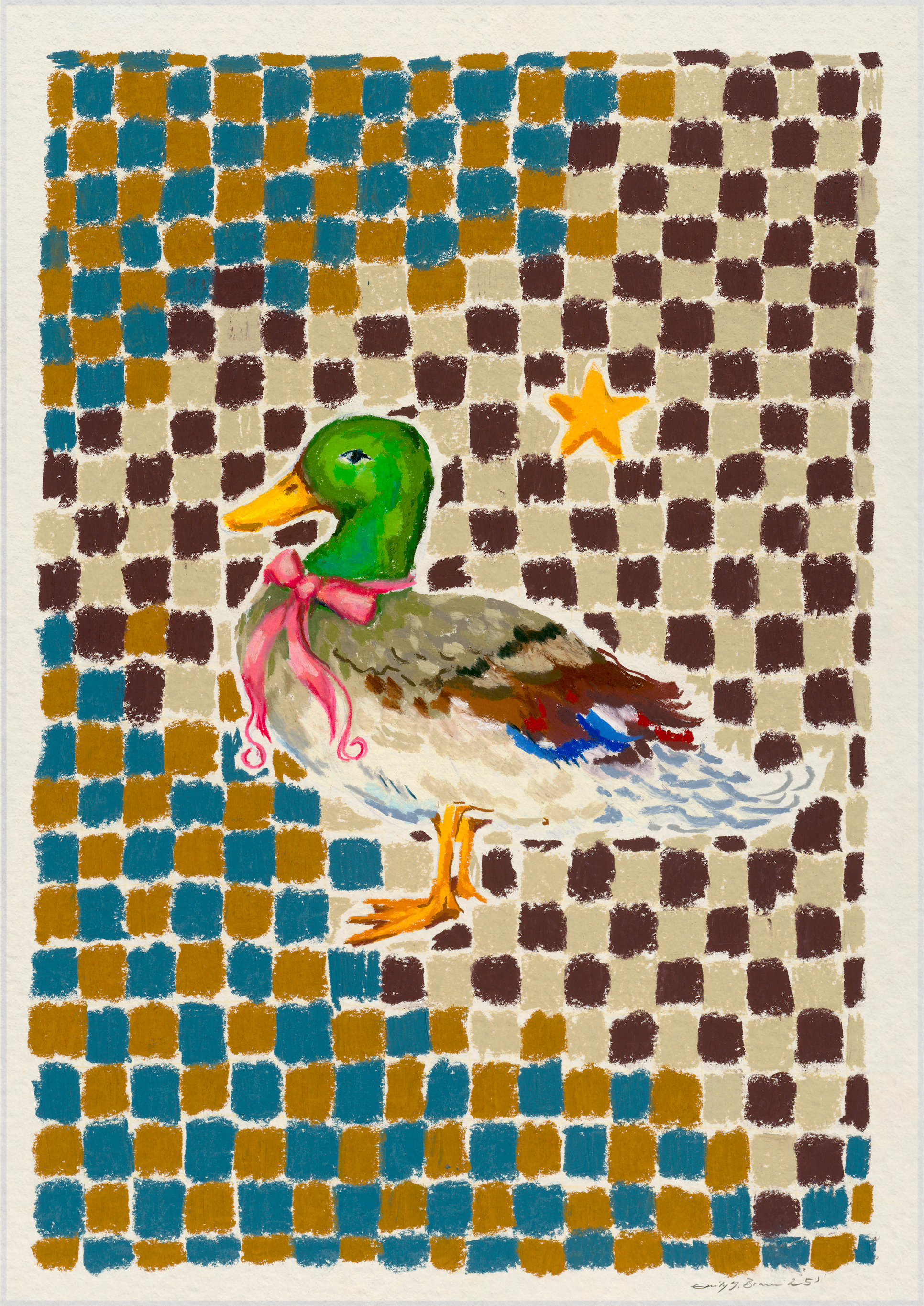 duck with a bow fine art print modern interior design
